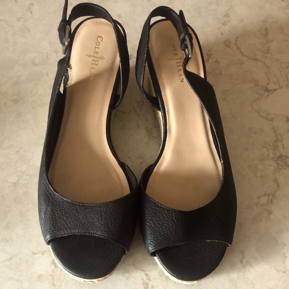 Coke Haan black wedge shoes, size 7.5